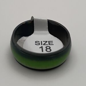 Mens Green And Black Alloy Stainless Steel Fashion Ring Band U.S Size 9